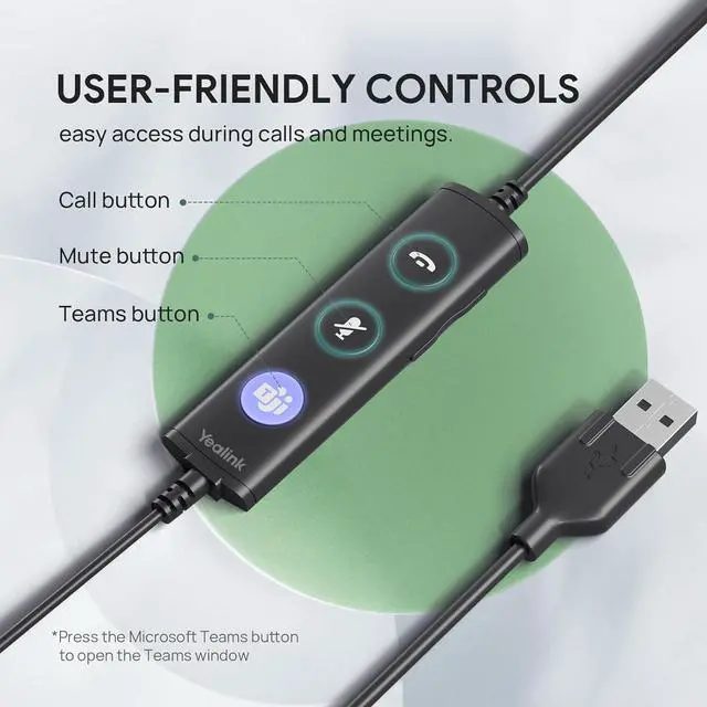 Alt view image 5 of 7 - UH34 USB Headset with Mic Stereo Wired Headphones with Noise Cancelling Microphone Teams Certified Professional Work Headphones for VoIP Phone PC Computer Call Center Office