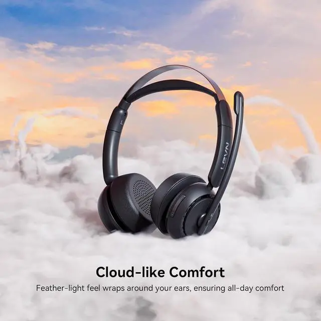 Alt view image 6 of 7 - Wireless Headset Wireless Headset with Mic for Work AI Noise Cancelling 65 Hrs Working Time Bluetooth Headphones with Microphone from Home/Computer/Call Center/Teams