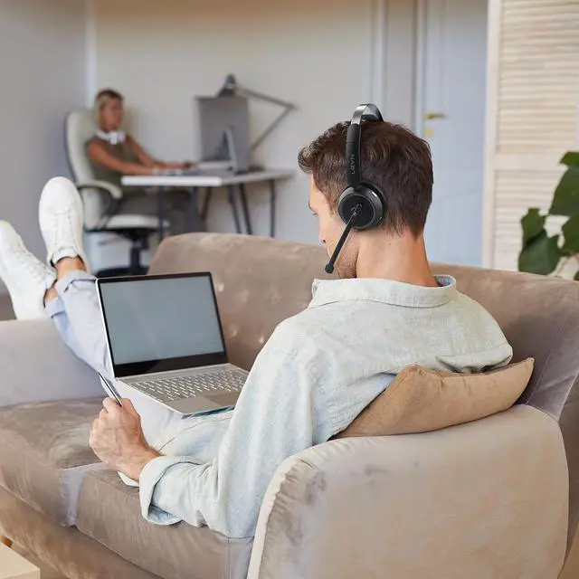 Alt view image 7 of 7 - Wireless Headset Wireless Headset with Mic for Work AI Noise Cancelling 65 Hrs Working Time Bluetooth Headphones with Microphone from Home/Computer/Call Center/Teams