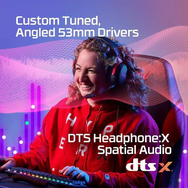 Alt view image 4 of 7 - HyperX Cloud III  Wired Gaming Headset, PC, PS5, Xbox Series X|S, Angled 53mm Drivers, DTS Spatial Audio, Memory Foam, Durable Frame, Ultra-Clear 10mm Mic, USB-C, USB-A, 3.5mm  Black/Red