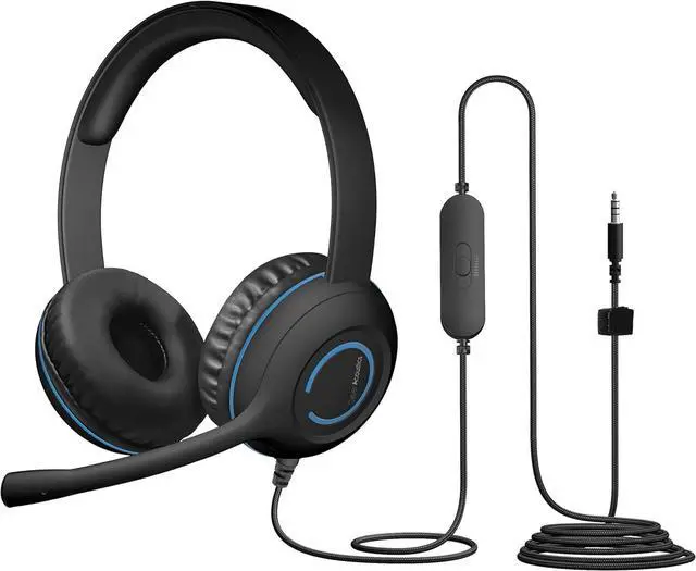Main image of Cyber Acoustics AC-5002 3.5mm Stereo Headset with Durable TuffCord | Made with 60% Recycled Plastic, Durable for K-12 Classrooms or Home, Compatible with Xbox and PlayStation Controllers