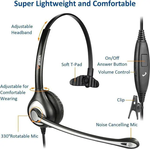 Alt view image 4 of 6 - Cell Phone Headset with Microphone Noise Cancelling for PC 3.5mm Jack Volume Control Wired Computer Headset for Zoom Skype for Office Business Call Center Clear Chat