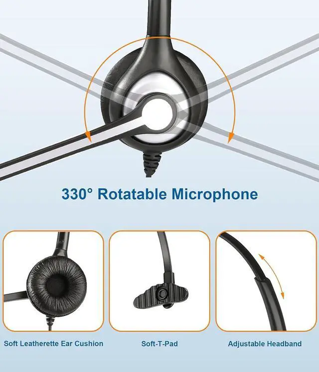 Alt view image 5 of 6 - Cell Phone Headset with Microphone Noise Cancelling for PC 3.5mm Jack Volume Control Wired Computer Headset for Zoom Skype for Office Business Call Center Clear Chat