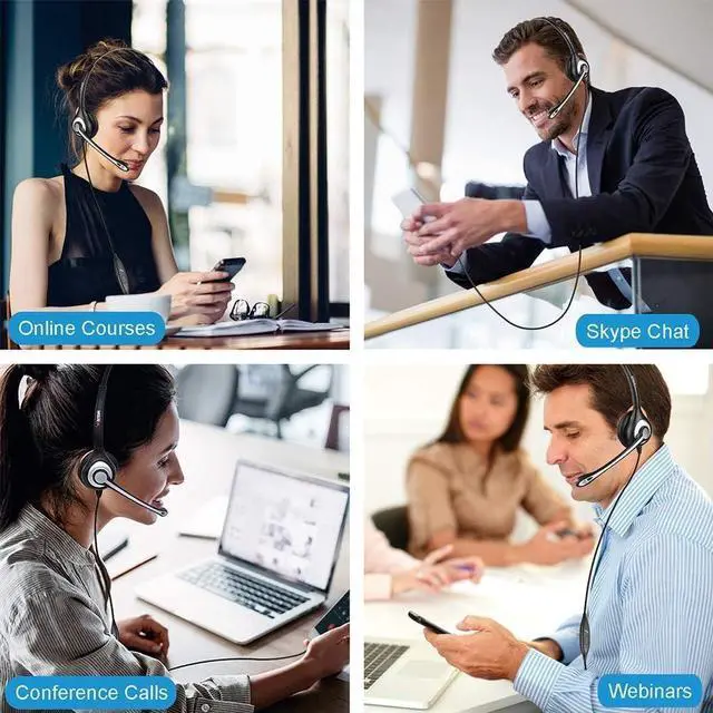 Alt view image 6 of 6 - Cell Phone Headset with Microphone Noise Cancelling for PC 3.5mm Jack Volume Control Wired Computer Headset for Zoom Skype for Office Business Call Center Clear Chat