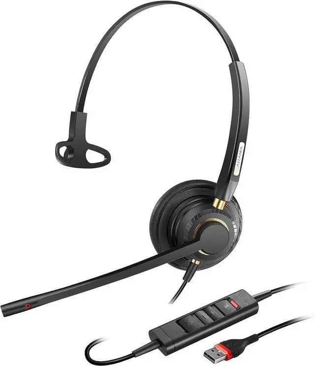 Main image of USB Headset with Microphone Noise Cancelling & Audio Controls Ultra Comfort USB Headphone for Computer Laptop Pc Business Skype UC Webinar Call Center Office