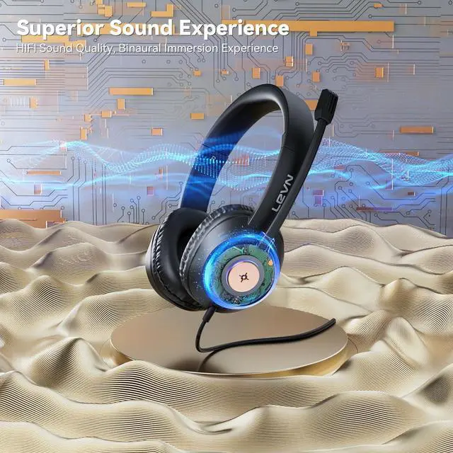 Alt view image 2 of 7 - Headset with Mic USB Headset with Microphone for PC Headphones with Mic for Pc with Noise Canceling Microphone for Laptop USB Headphones for Work from Home/Call Center/Open Office Black
