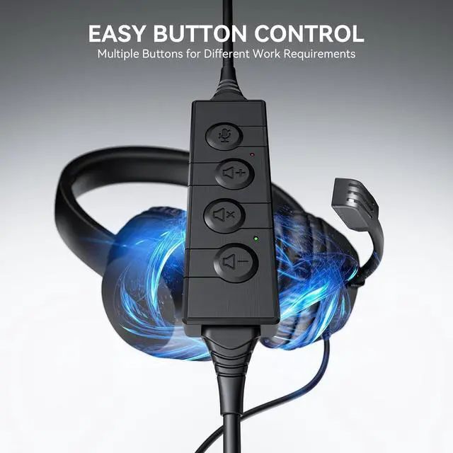 Alt view image 3 of 7 - Headset with Mic USB Headset with Microphone for PC Headphones with Mic for Pc with Noise Canceling Microphone for Laptop USB Headphones for Work from Home/Call Center/Open Office Black