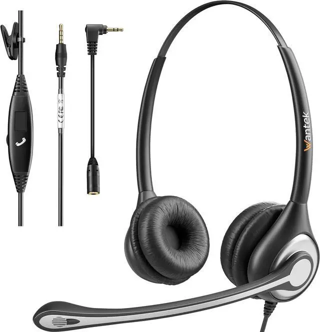 Main image of Phone Headset Wired Computer Headset with Microphone  Noise Cancelling 3.5mm/2.5mm Headphones for PC Laptop Mac iPhone   Compatible with Zoom Teams Call Center Home Office