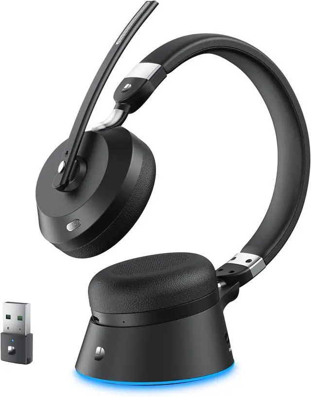 Main image of Wireless Headset with Mic for Work Bluetooth Headset with Microphone Wireless Headphones for Work from Home/Office/Call Center/PC/Computer/Laptop/Teams/Zoom/Skype