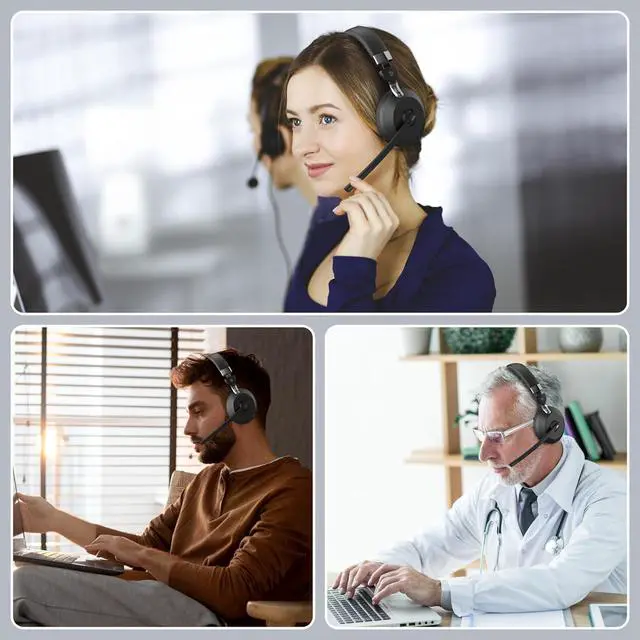 Alt view image 7 of 7 - Wireless Headset with Mic for Work Bluetooth Headset with Microphone Wireless Headphones for Work from Home/Office/Call Center/PC/Computer/Laptop/Teams/Zoom/Skype