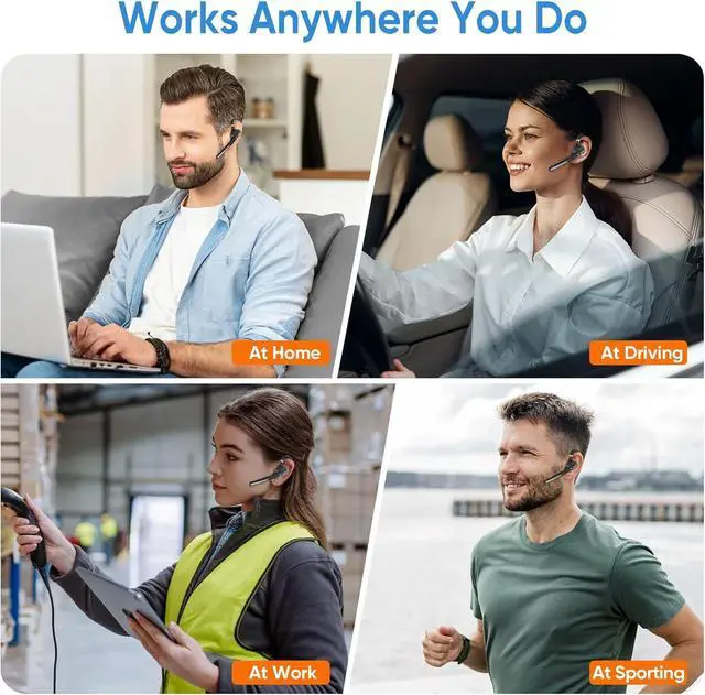 Alt view image 7 of 7 - Bluetooth Headset with Noise-Cancelling Mic Wireless Earpiece with USB Dongle for PC/Laptop Hands-Free Headset for Work Meetings MS Teams Business