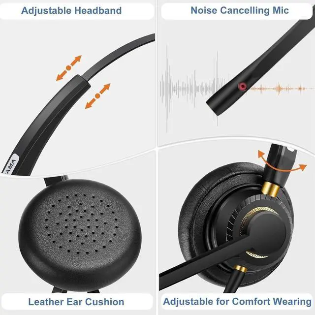 Alt view image 3 of 7 - USB Headset with Microphone Noise Cancelling & Audio Controls Ultra Comfort USB Headphone for Computer Laptop Pc Business Skype UC Webinar Call Center Office