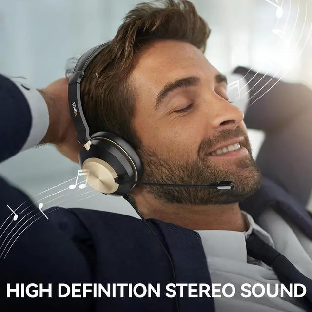 Alt view image 6 of 7 - USB Headset with Microphone Type-c/USB/3.5mm Jack 3-in-1 PC Headset Wired & Noise Cancelling Headphone with Volume Control for Call Centers Skype Zoom Home Office 0nline Courses
