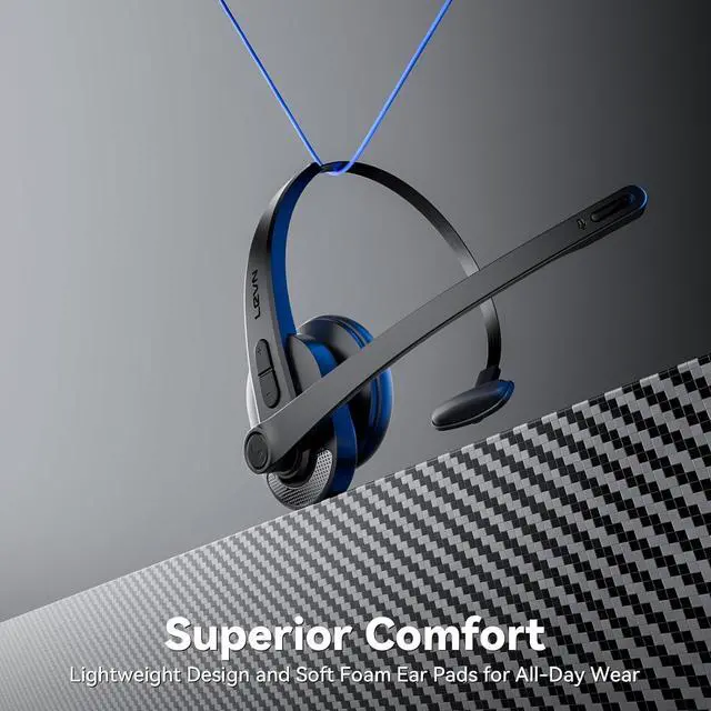 Alt view image 4 of 7 - LEVN Wireless Headset with Mic for Work, Bluetooth 5.3 Headset with Microphone (AI Noise Cancelling), Wireless Headphones with Mic & Mute Button for Work from Home/PC/Call Center/Computer/Laptop/Teams
