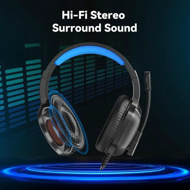 Alt view image 2 of 7 - A36 Gaming Headset with Microphone for Pc Xbox One Series X/s Ps4 Ps5 Switch Stereo Wired Noise Cancelling Over-Ear Headphones with Mic for Computer Laptop Mac Nintendo Gamer (Blue)
