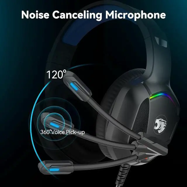 Alt view image 3 of 7 - A36 Gaming Headset with Microphone for Pc Xbox One Series X/s Ps4 Ps5 Switch Stereo Wired Noise Cancelling Over-Ear Headphones with Mic for Computer Laptop Mac Nintendo Gamer (Blue)