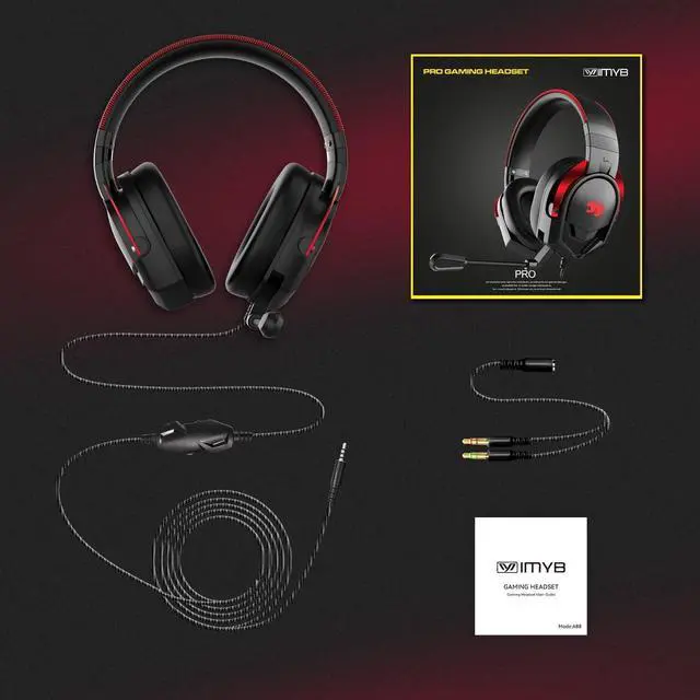 Alt view image 7 of 7 - A88 Gaming Headset with Microphone Stereo Wired Noise Cancelling Over-Ear Headphones with Mic for Pc Ps5 Xbox One Series X/s Ps4 Computer Laptop Mac Nintendo Gamer (Red)