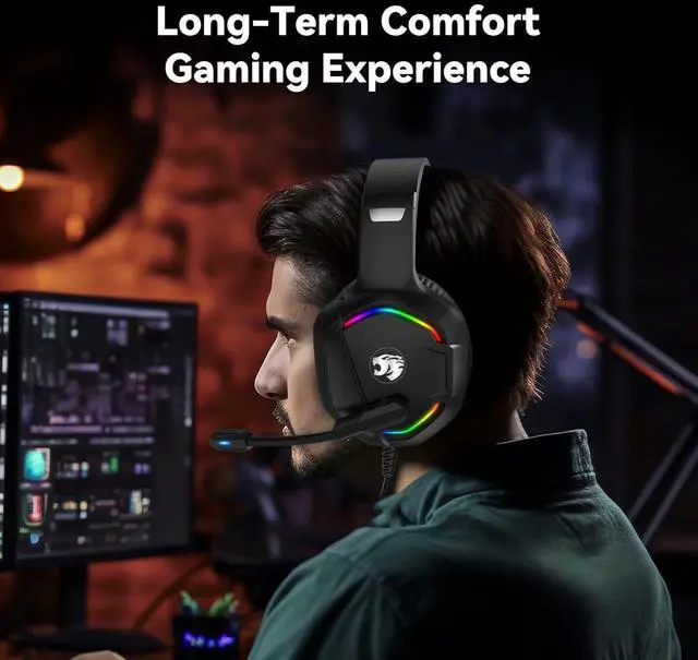 Alt view image 4 of 7 - A36 Gaming Headset with Microphone for Pc Xbox One Series X/s Ps4 Ps5 Switch Stereo Wired Noise Cancelling Over-Ear Headphones with Mic for Computer Laptop Mac Nintendo Gamer (Blue)