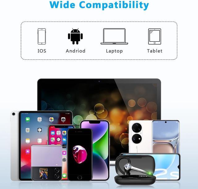 Alt view image 7 of 7 - Bluetooth Headset Wireless Bluetooth Earpiece with 500mAh Charging Case 72 Hours Talking Time Built-in Microphone for iOS Android Cell Phone V5.1 Hand-Free Headphones for Trucker Office
