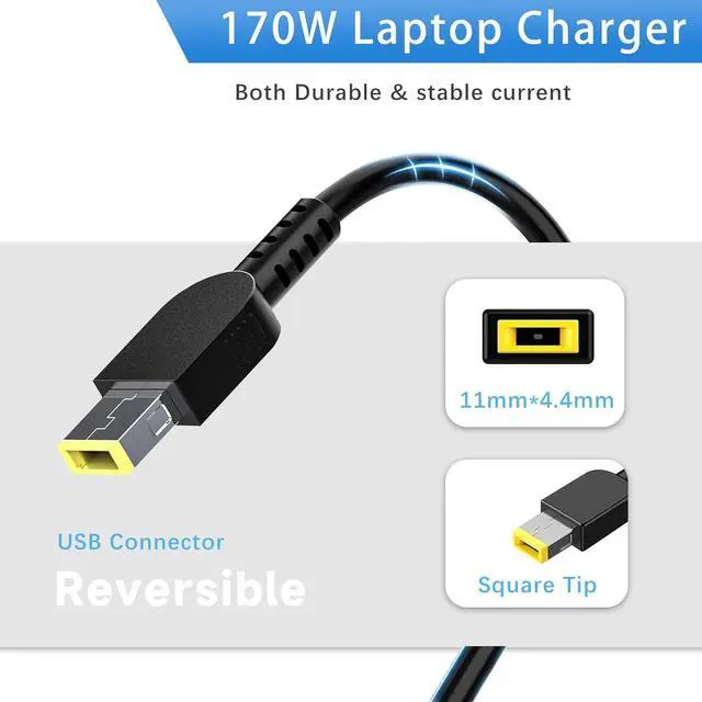 Alt view image 3 of 7 - 170W Laptop Charger for  ThinkPad P1 P50 P51 P52 P53 P70 P71 P73 P15 P17 P15v P15g T15g T15p W540 W541 T540p ADL170NDC3A ADL170NLC3A PA-1171-71 ADL170NLC2A 20V 8.5A AC Power Adapter Supply
