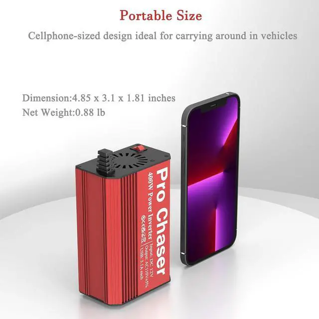 Alt view image 2 of 5 - 400W Power Inverters for Vehicles - DC 12v to AC 110v Car Inverter Converter 6.2A Dual USB Charging Ports Dual AC Adapter for Laptops Air Compressor