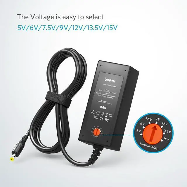 Alt view image 2 of 6 - 45W Universal 5V 6V 7.5V 9V 12V 13.5V 15V AC DC Adapter Power Supply for Household Eletronics LCD LED Strip Light Router HUB Speaker Smart Phone Tablet - Support Amps 0.5A 1A 2A 3A 3000mA Max.