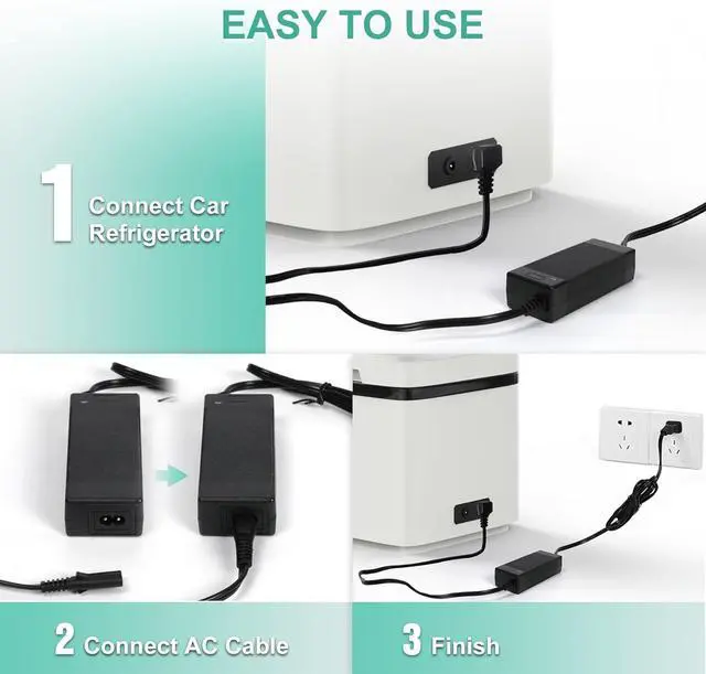 Alt view image 3 of 7 - AC Power Cord 110~240V AC Adapter for 12V Refrigerator Freezer Fridge.AC Power Cord The ETLUL Certification 7ft (2.15m)