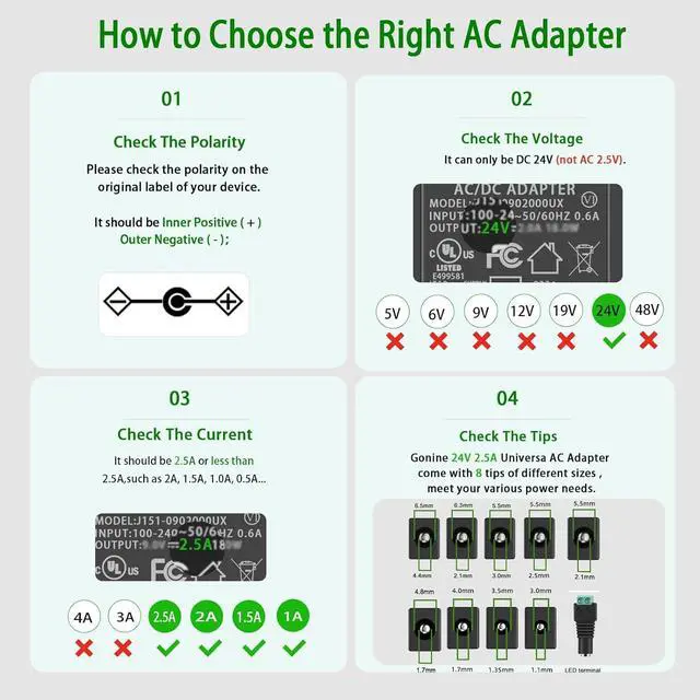 Alt view image 3 of 7 - 24V 2.5A DC Power Supply Adapter AC 100-240V 50-60Hz to 24Volts 2.5Amps Transformer for 24Vdc 0.1A~2.5A 1A 1.5A 2A Devices.