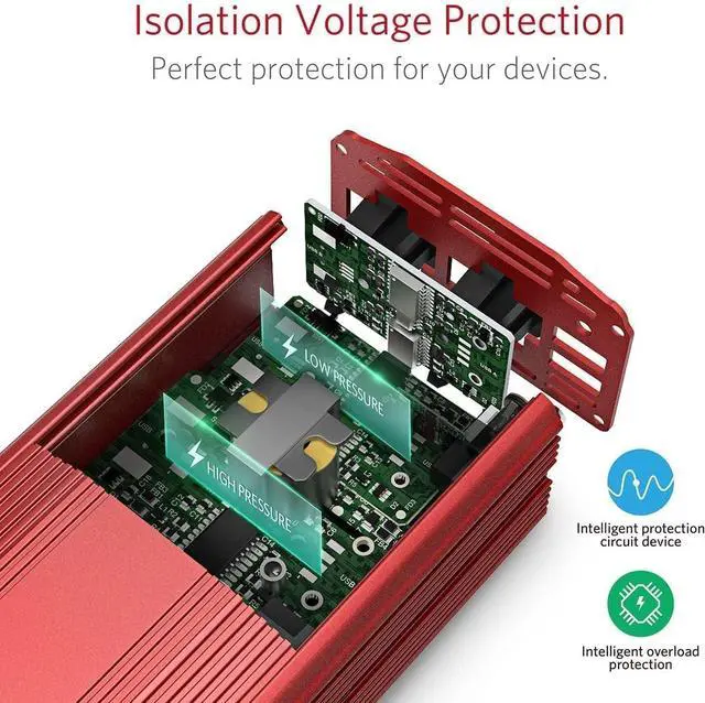 Alt view image 3 of 7 - 300W Power Inverter DC 12V to 110V AC Car Inverter with 4.2A Dual USB Car Adapter