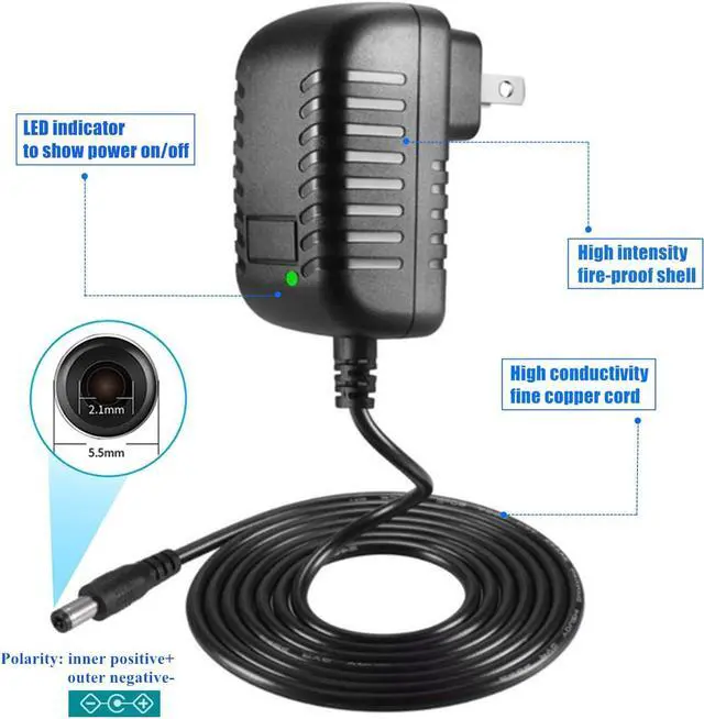 Alt view image 5 of 7 - 24V Power Supply AC Adapter 2A 1A DC24V with 11 Changeable DC Plugs AC120V to DC24Volts 2Amps 1.5A 1A 0.5A 200mA 100mA Power Adapter Wall Charger 24V Converter Inverter Transformer 5FT