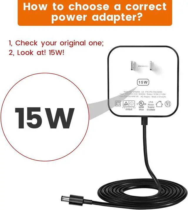 Alt view image 2 of 7 - 15W Power Adapter Replacement for Echo Pop Dot 5th Gen Dot 4th Gen Dot 3rd Gen Kids Edition TV Cube Smart Speakers - Black Charger Cord Plug Long Cable 5ft