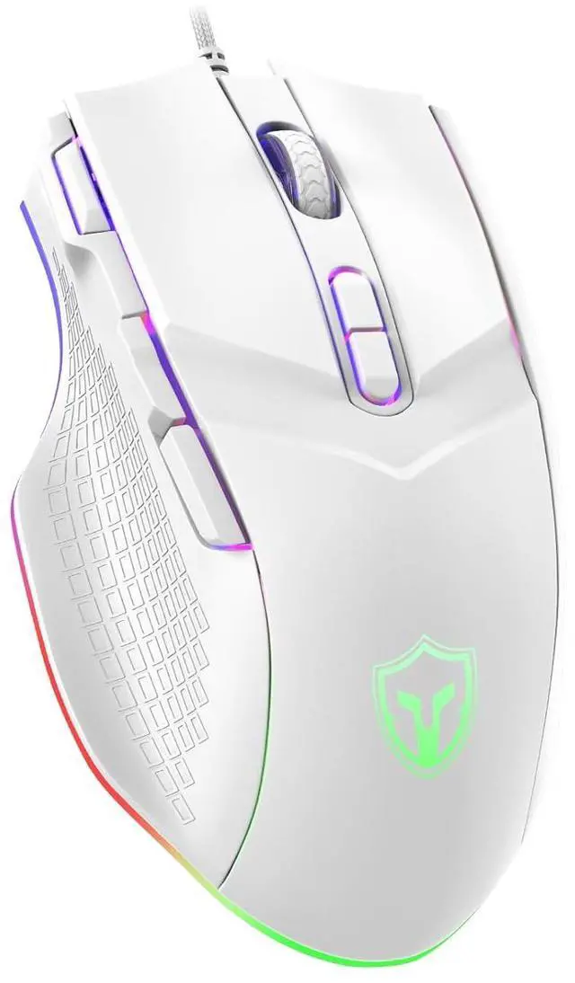 Main image of Gaming Mouse 6 Adjustable DPI Up to 7200 Wired PC Gaming Mouse 8 Programmable Buttons 13 Adjustable RGB LED Modes 1.5 M Drag-Free Paracord Ergonomic Mouse Windows/PC/Mac/Laptop (White)