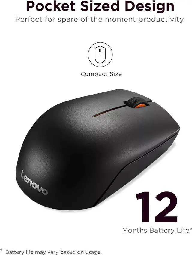 Alt view image 2 of 7 - 300 Wireless Mouse C Computer Mouse for PC Laptop with Windows C Ambidextrous Design C 2.4 GHz Nano USB Receiver C 12 Month Battery Life