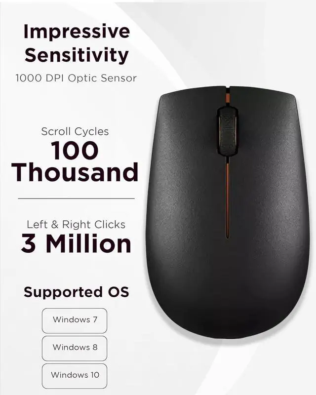 Alt view image 5 of 7 - 300 Wireless Mouse C Computer Mouse for PC Laptop with Windows C Ambidextrous Design C 2.4 GHz Nano USB Receiver C 12 Month Battery Life