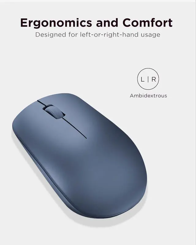 Alt view image 4 of 7 - 530 Wireless Mouse with Battery 2.4GHz Nano USB 1200 DPI Optical Sensor Ergonomic for Left or Right Hand Lightweight GY50Z18986 Abyss Blue