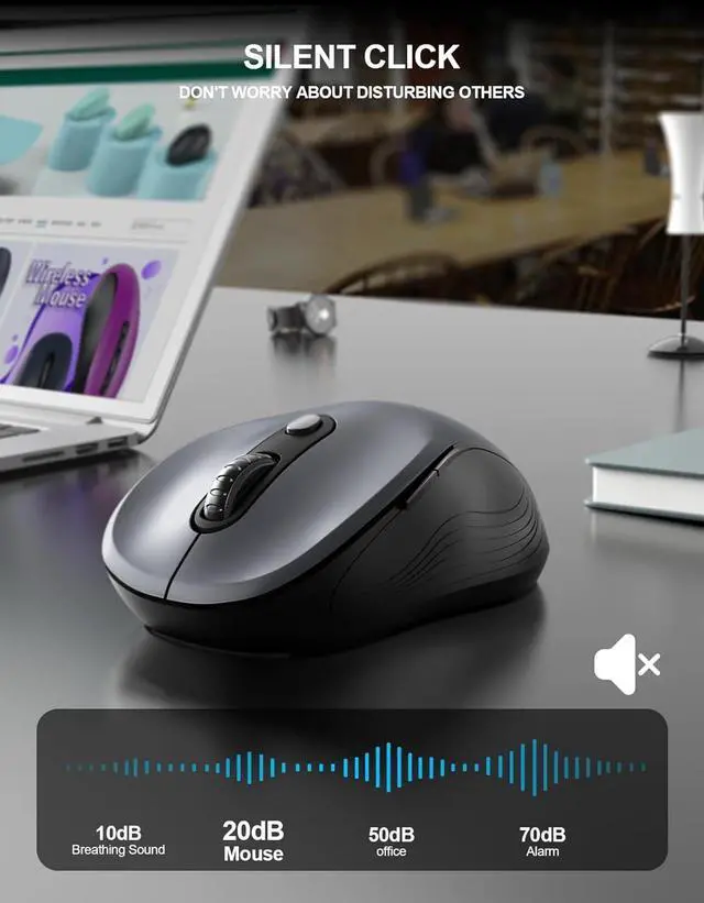 Alt view image 2 of 7 - Wireless Mouse for Laptop 2.4GHz Ergonomic Computer Mouse with Back & Forward Buttons 3 Adjustable DPI Levels 6 Buttons Optical USB Cordless Mice for Windows PC (Gray 1 Pack)