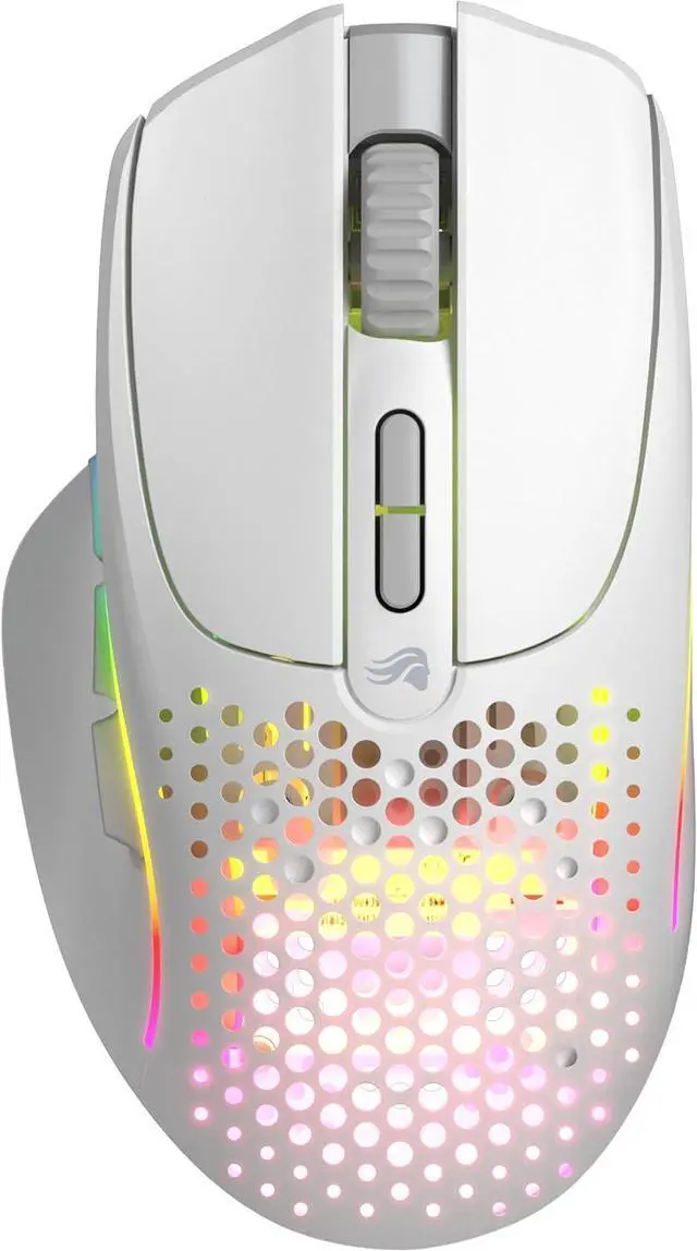Alt view image 2 of 7 - Glorious Gaming Model I 2 Wireless Gaming Mouse - Hybrid 2.4Ghz & Bluetooth, 75g Superlight, 9 Buttons (2 Swappable), RGB, PTFE Feet, MMO/MOBA/FPS, Long Battery Life, Side Thumb Rest - White