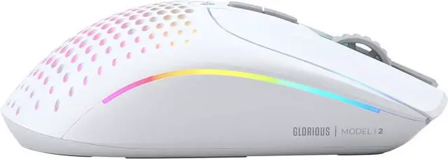 Alt view image 5 of 7 - Glorious Gaming Model I 2 Wireless Gaming Mouse - Hybrid 2.4Ghz & Bluetooth, 75g Superlight, 9 Buttons (2 Swappable), RGB, PTFE Feet, MMO/MOBA/FPS, Long Battery Life, Side Thumb Rest - White