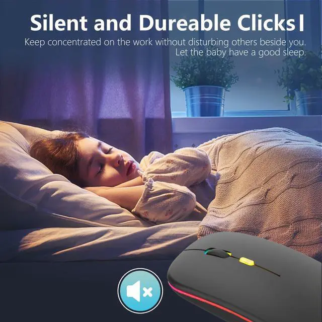 Alt view image 3 of 7 - Upgrade LED Wireless Mouse Slim Silent Mouse 2.4G Portable Mobile Optical Office Mouse with USB & Type-c Receiver 3 Adjustable DPI Levels for Notebook PC Laptop Computer MacBook