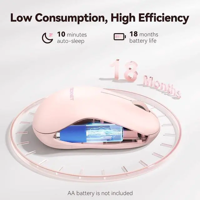 Alt view image 6 of 7 - Wireless Mouse for Laptop 2.4G Silent Computer Mouse Quiet Click with 5 DPI Levels Contoured Grip Small Portable 30 Months Battery Cordless Mice for PC Chromebook Mac - Pink