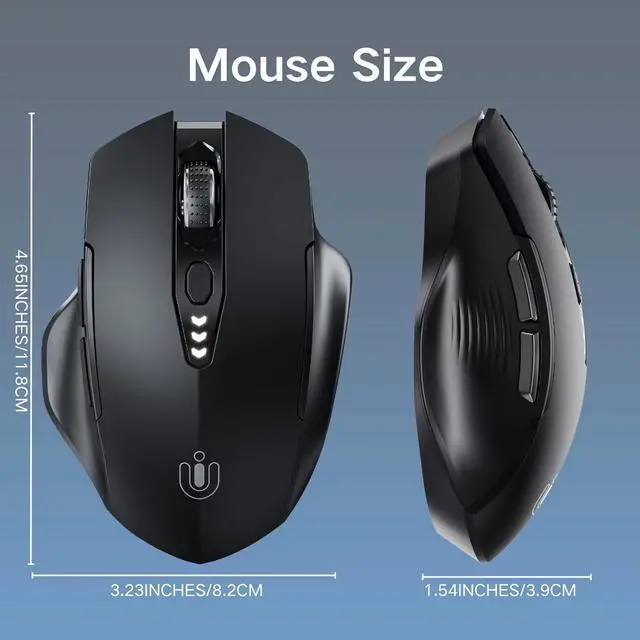 Alt view image 6 of 7 - Wireless Mouse Upgraded 2.4GHz Rechargeable (Battery Level Visible) Ergonomic Computer Mouse 4 Levels DPI Wireless Mice for Laptop Computer(Matte Black)