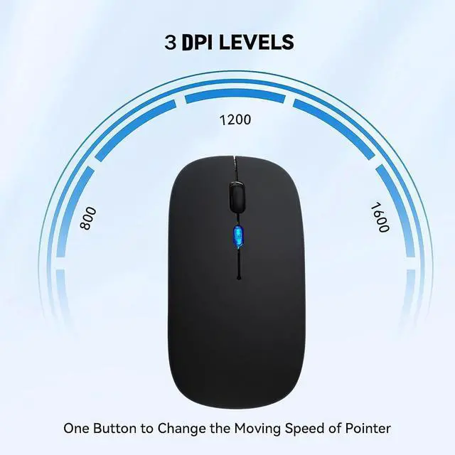 Alt view image 6 of 7 - Wireless Bluetooth Mouse Rechargeable Laptop Mice with LED Lights Silent Slim Use(BT5.2 and 2.4G Portable USB) Dual Mode Computer Mouse for Laptop/iPad/Tablet//Computer/Mac (Black)