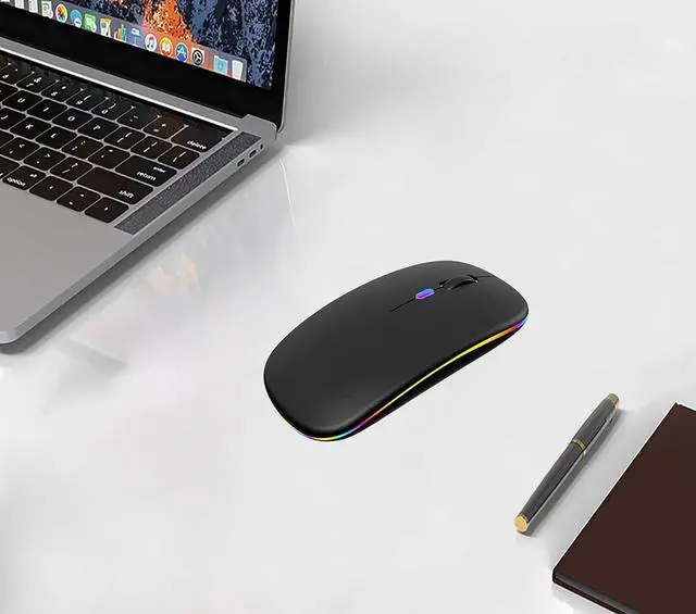 Alt view image 7 of 7 - Wireless Bluetooth Mouse Rechargeable Laptop Mice with LED Lights Silent Slim Use(BT5.2 and 2.4G Portable USB) Dual Mode Computer Mouse for Laptop/iPad/Tablet//Computer/Mac (Black)
