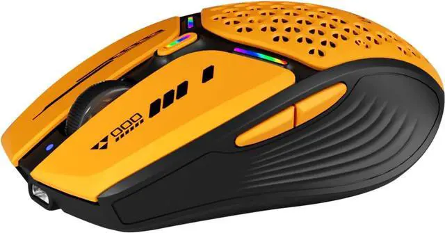 Main image of Bluetooth Wireless Mouse (BT5.0/5.1+2.4GHz) USB C Rechargeable LED Mouse Battery Level Visible Honeycomb Magnetic Shell Cover with USB Receiver & Type-C Adapter for Laptop/PC/Mac/iPad -Orange