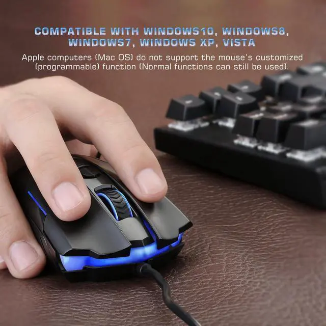 Alt view image 5 of 5 - Wired Gaming Mouse, Computer Mouse Wired RGB LED for PC Laptop Gamer | 7200 Adjustable DPI, 7 Programmable Buttons, USB Ergonomic PC Gaming Mice for Gaming, Daily Work and Office Computer