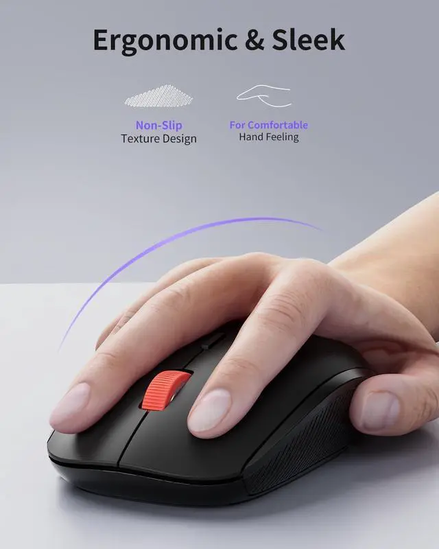 Alt view image 4 of 7 - Wireless Mouse 2.4G Slim Mini Cordless Computer Mouse Ergonomic Grips 5-Level Adjustable 4000 DPI Small Portable Optical Computer Mice for Laptop PC Mac iPad 24-Month Battery Life (Black)