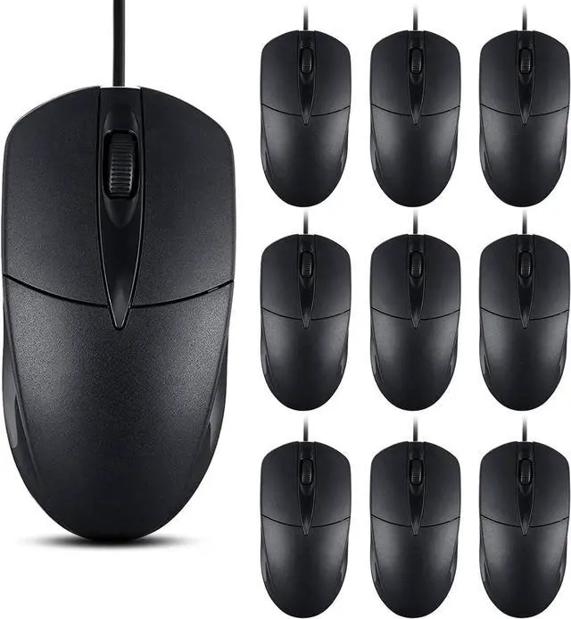 Main image of 10 PCS Black Wired Computer Mouse Bulk USB 1000 DPI 3 Button Corded Mouse with Home Office Noiseless Simple USB Mouse for Computer Laptop Desktop PC