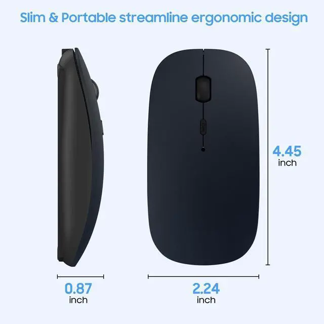 Alt view image 5 of 6 - Bluetooth Mouse for Laptop/MacBook/iPad/Android PC Rechargable Quiet Slim Wireless Mice Compatible with Windows/Linux/Tablet Black