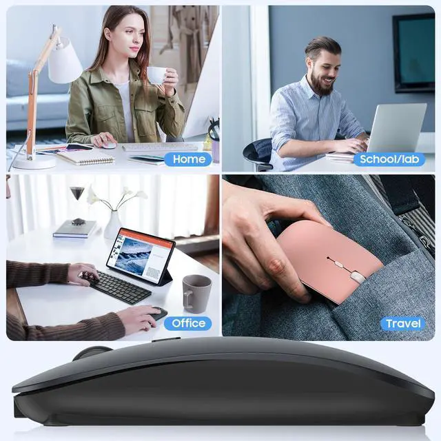 Alt view image 6 of 6 - Bluetooth Mouse for Laptop/MacBook/iPad/Android PC Rechargable Quiet Slim Wireless Mice Compatible with Windows/Linux/Tablet Black