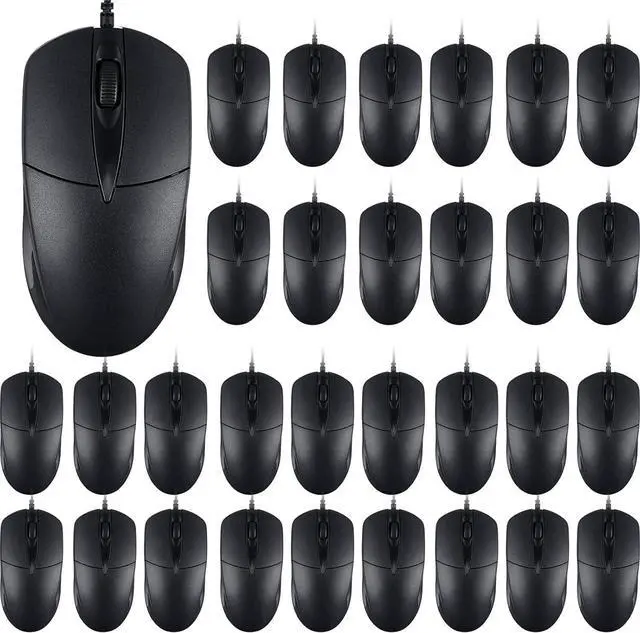 Main image of 60 PCS Black Wired USB Computer Mouse Bulk - 1000 DPI 3 Button Corded With Home Office Noiseless Simple for Laptop Desktop PC (YX-Mouse60)